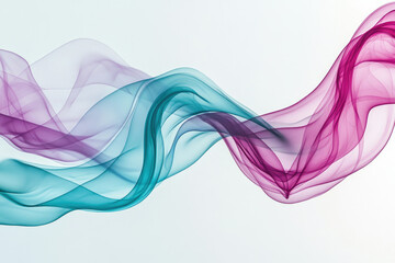 Leinwandbilder - Abstract artwork featuring flowing teal and magenta waves, creating a dynamic and elegant design.