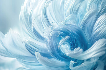 Poster - Abstract swirling blue textile with bubbles, resembling a flower or underwater scene.