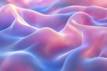 Leinwandbilder - Abstract pastel pink and blue wavy fabric with subtle grid texture, digitally rendered.