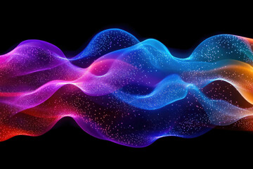 Poster - Abstract colorful wave with sparkling particles on transparent background.
