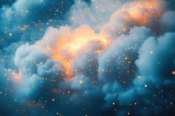 Aufkleber - Glowing embers and smoke create a celestial, dreamlike scene, resembling a cosmic explosion or nebula.