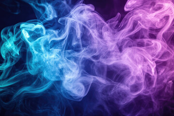Poster - Abstract swirling blue and purple smoke against a dark background, creating a vibrant and ethereal atmosphere.