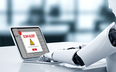 Poster - cyber security software show alert of cyber attack for protection snugly. danger from virus, phishin