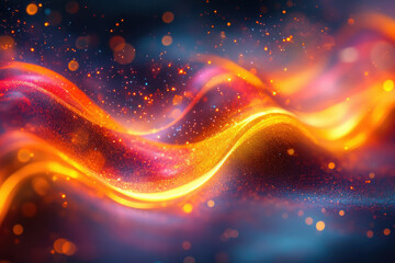 Poster - Abstract fiery waves with sparkling particles, creating a vibrant and dynamic energy.