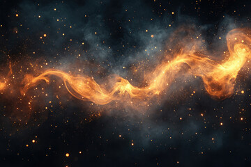 Aufkleber - A cosmic stream of fiery energy flows through a dark, starlit expanse.