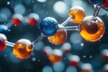 Poster - Colorful molecular structure illustrating the complexity of chemistry and the building blocks of matter in a detailed visual representation