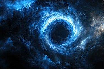 Aufkleber - A swirling vortex of blue energy, a cosmic tunnel leading into the unknown depths of space.