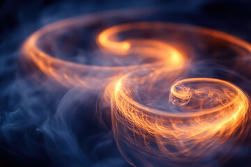 Poster - Abstract swirling smoke with fiery orange light, creating a mesmerizing cosmic scene.