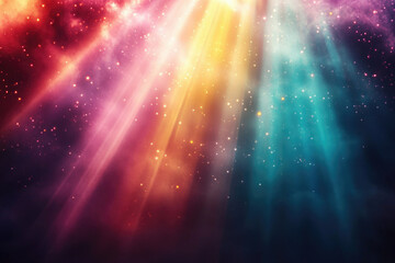 Aufkleber - Cosmic rays illuminate a nebula, creating a vibrant, colorful spectacle of stardust and light.