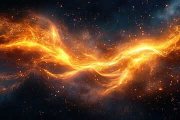 Poster - A cosmic river of fiery energy flows through a star-studded expanse, creating a mesmerizing celestial spectacle.