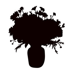 Wall Mural - flowers in a vase silhouette on a white background vector