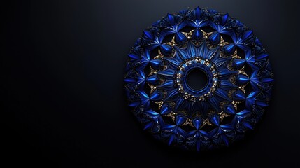 Poster - a blue and gold circle with a hole in the center