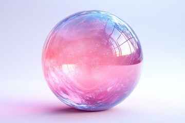 Poster - Colorful translucent sphere reflecting light and colors in a serene setting
