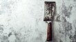 © STwul - Rustic cleaver, grunge background, overhead, butchering