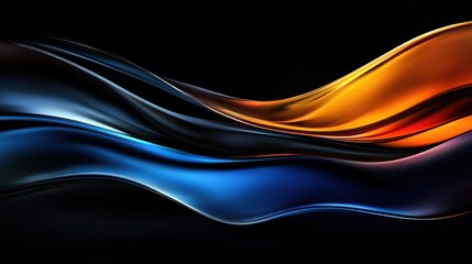 Poster - a long, curvy line of blue and orange colors
