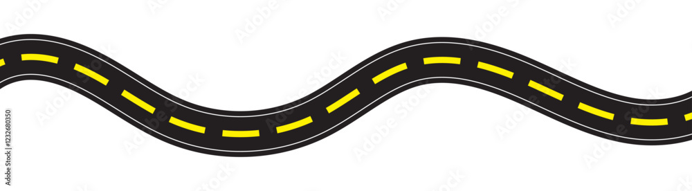 Wavy Track Rounded Wavy road with winding curves and horizontal path. Top view of race ...