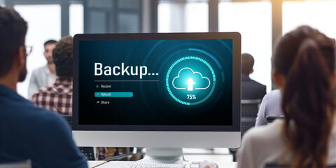 Poster - backup storage data internet technology business concept. database storage cloud technology file dat