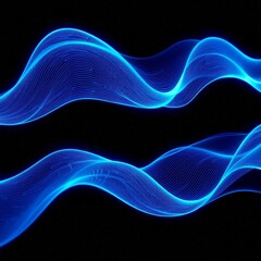 Poster - An abstract representation of flowing energy, featuring luminous blue waveforms rippling across a dark background, conveying a sense of motion, technology, and digital connectivity.