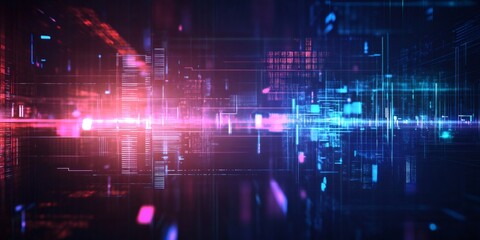 Aufkleber - Glowing digital binary code matrix streaming across blurred cyberspace, symbolizing technological connectivity and data revolution