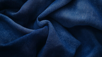 Poster - Close-up of deep blue denim fabric showcasing texture and weave details