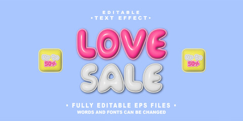 Poster - editable 3d inflate love sale  text effect.typhography logo