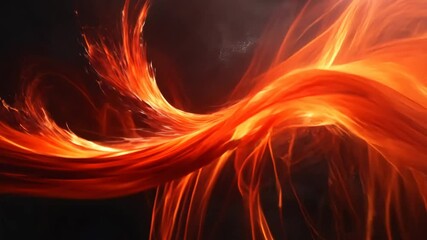 Poster - Fiery swirling patterns create dynamic movement in an abstract composition, captivating with vibrant orange hues