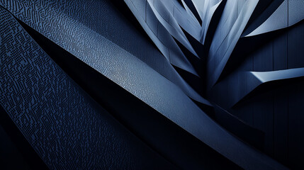 Poster - Modern architectural design showcasing dynamic lines and shadows in a contemporary setting