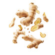 © Mehak - fresh ginger root with sliced pieces isolated png transparent background