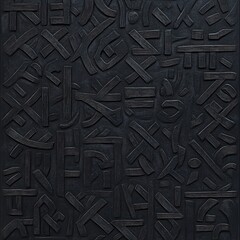 a black seamless pattern with white runes scrawled across it, showcasing scandinavian gothic folk ar