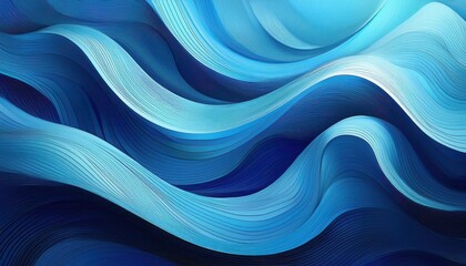 Poster - Vibrant Wavy Blue Abstraction A Whimsical Dance of Color and Motion on a Breathtaking Backdrop, Embracing the Mystique of an Abstract Artwork