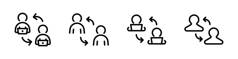 Poster - p2p icons. peer-to-peer vector icons. person to person money transfer. cryptocurrency exchange. peer
