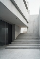 Aufkleber - Grey-Toned Concrete Staircase in Modern Building
