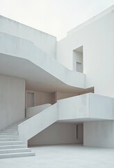 Aufkleber - Modern White Building with Minimalist Design and Monochromatic Color Scheme