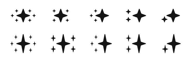 Poster - Star icons. Vector stars. Sparkle star icons. Sparkles