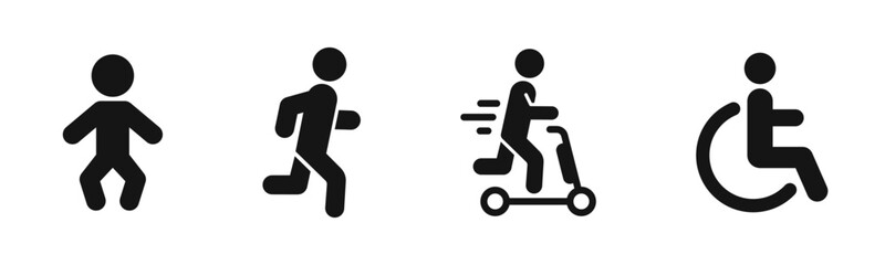 Poster - human icons. flat black human icons. man vector icons.