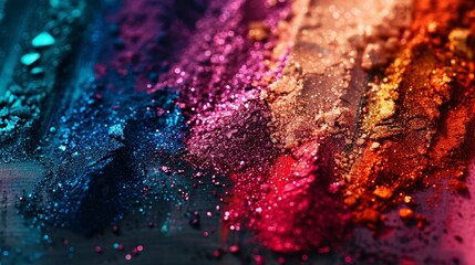 Poster - A breathtaking display of vibrant and colorful powders merging beautifully in various shades of orange, pink, and blue