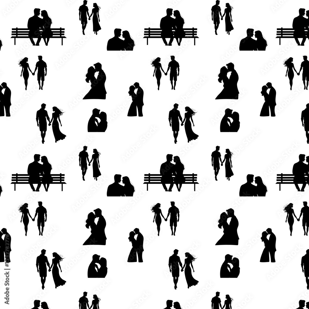 A backgroundof minimalistic black-and-white line art illustrations ...