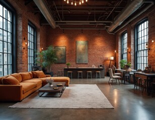Aufkleber - Cozy Industrial Loft Living Room