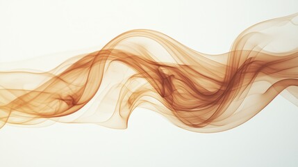 Poster - Brown smoke wave flowing on white background, abstract design element