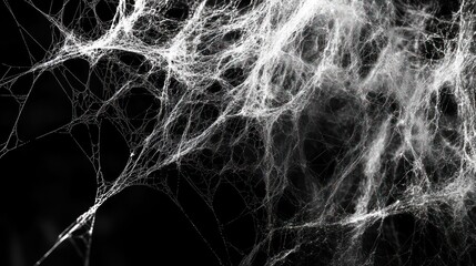 Intricate spiderweb detail against black background.