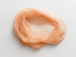orange mesh fabric isolated on white background