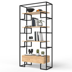 Canvas Print - Loft style shelving unit made of metal and wooden shelves for accessories