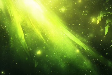 Poster - Ethereal Green Light with Sparkles and Abstract Background Effects