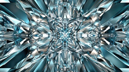 Poster - Abstract Crystal Structure Teal Blue Geometric Design