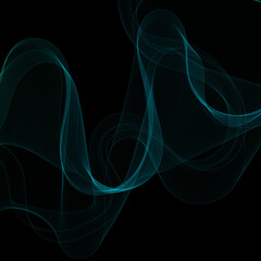 Leinwandbilder - Blue Smoky abstract wave on a black background. Vector design element. If Template for advertisement, banner, brochure, screen saver. Eps 10