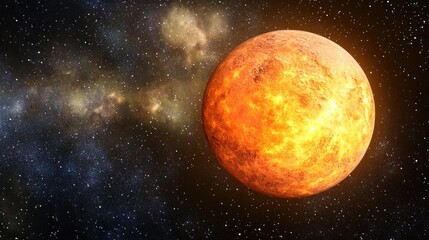 Poster - Fiery Planet Venus in a Starry Cosmos