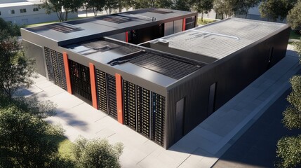 Poster - Modern Data Center Building Aerial View