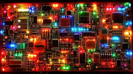 Poster - Illuminated Circuit Board Displays Complex Electronics