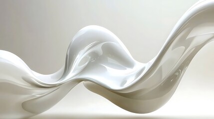 Abstract White Fluid Form Swirling Design