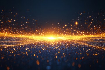 Poster - Golden Sparkles and Light Rays Creating a Magical Atmosphere